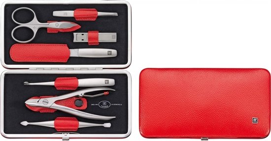 Picture of Zwilling Zestaw podróny Zwilling Twinox czerwone, skórzane etui, 7 elementów