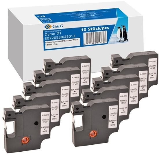 Picture of 10x G&G Schriftband 12mm x 7m sw Komp m. Dymo D1/ 45013/ S0720530