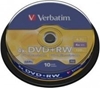 Picture of 1x10 Verbatim DVD+RW 4,7GB 4x Speed, matte silver Cakebox