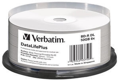 Изображение 1x25 Verbatim BD-R Blu-Ray 50GB 6x Speed thermal printable CB