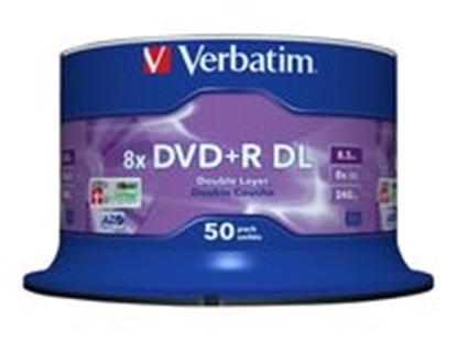 Изображение 1x50 Verbatim DVD+R Double Layer 8x Speed, 8,5GB matt silver
