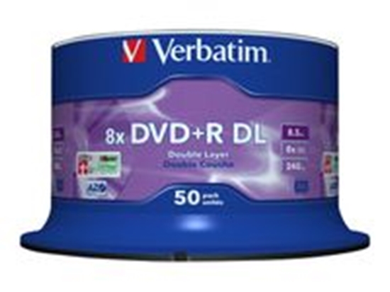 Picture of 1x50 Verbatim DVD+R Double Layer 8x Speed, 8,5GB matt silver