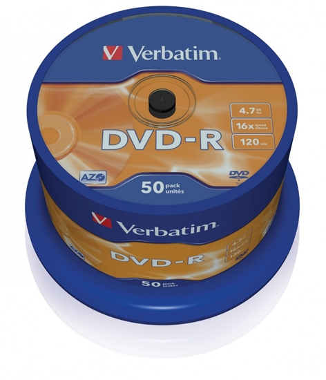 Изображение 1x50 Verbatim DVD-R 4,7GB 16x Speed, matt silver