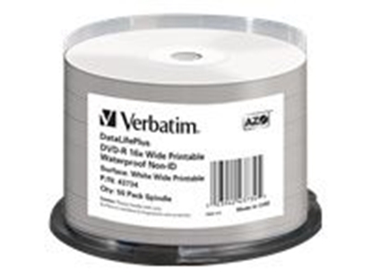Изображение 1x50 Verbatim DVD-R 4,7GB 16x Wide glossy waterproof print