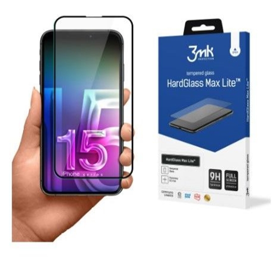 Изображение 3MK Apple iPhone 15 Pro HardGlass Max Lite Black