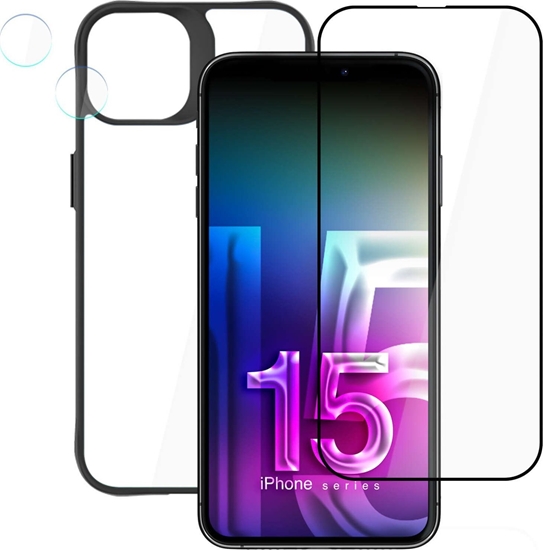Picture of 3MK Etui +szko ekran +obiektyw do iPhone 15 Plus Zestaw 3mk Comfort Set 4in1 case lens hartowane