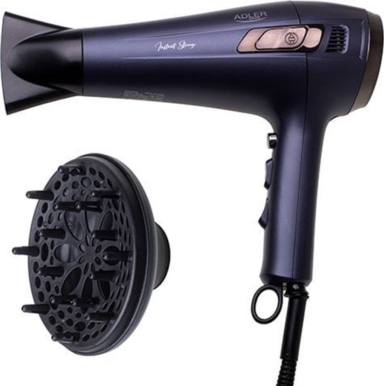 Picture of Adler Hair dryer with retractable power cord | AD 2273 | 2000 W | Number of temperature settings 3 | Diffuser nozzle | Dark Violet