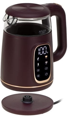 Изображение Adler Czajnik elektryczny szklany LED z regulacj temperatury 1,7L AD 1305 burgundy