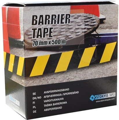 Изображение Afspærringsbånd 70mmx500m gul/sort