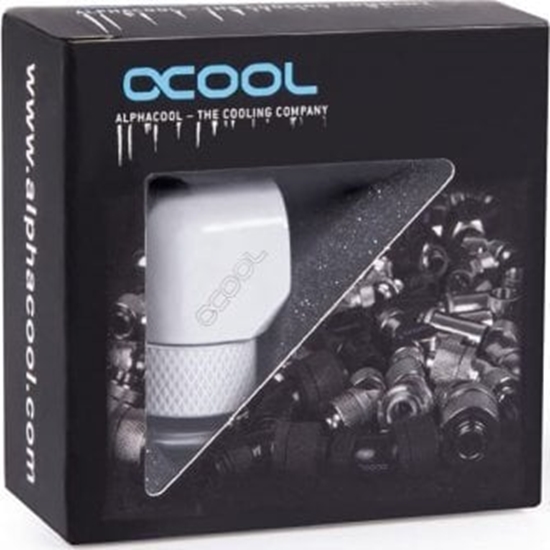 Picture of Alphacool Alphacool icicle L connector rotatable G1/4 AG to G1/4 IG - white, connection (white, for soft hoses (PVC, silicone, neoprene))