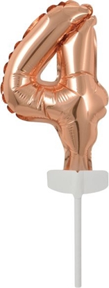 Attēls no AMSCAN Balon foliowy mini cyfra 4 róowe zoto 8x12cm