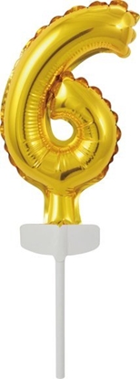 Attēls no AMSCAN Balon foliowy mini cyfra 6 zota 7x12cm