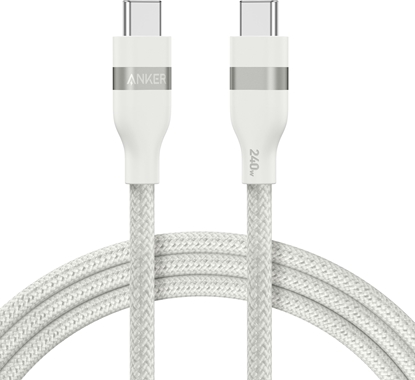 Изображение Anker - USB-Kabel - 24 pin USB-C (M) zu 24 pin USB-C (M) - 1.83 m - Fast Power Charging (240W), geflochtenes Kabel - weiss