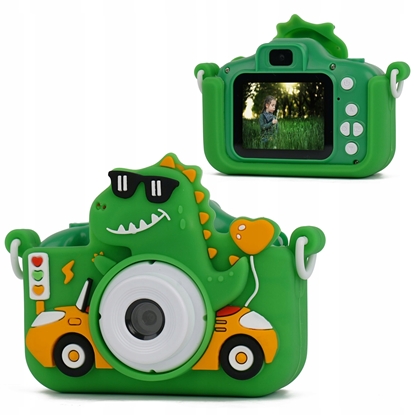 Attēls no Aparat Cyfrowy 48mp Kamera 1080p Dla Dziecka 5x Gry Mp3 Xrec X2 / Dinozaur Zielony