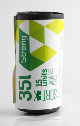 Picture of Atkritumu maisi SORTEX, tilpums 35 L, 15 gab., 30 mkr, melni, LDPE, 50 x 60 cm