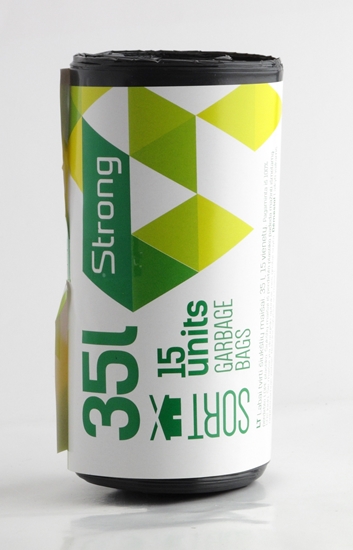 Изображение Atkritumu maisi SORTEX, tilpums 35 L, 15 gab., 30 mkr, melni, LDPE, 50 x 60 cm