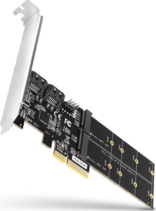 Attēls no AXAGON PCES-SA4M2 PCIe Controller 2x internal SATA 6G port + 2x internal M.2 B-key SATA port + LP