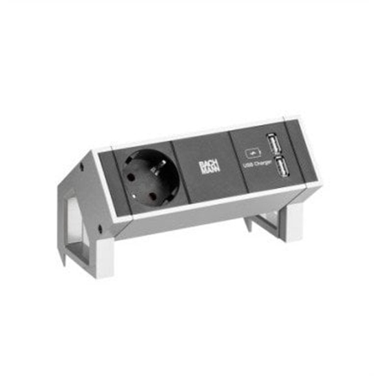 Picture of BACHMANN DESK2 1x gniazdo z uziemieniem 1x adowarka USB Inox