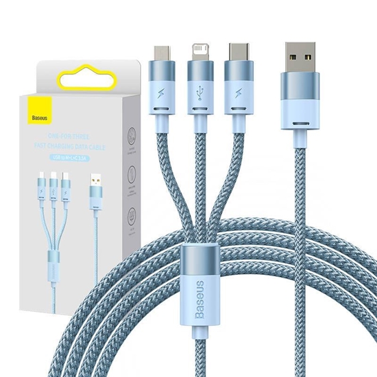 Picture of Baseus 3in1 USB cable Baseus StarSpeed Series, USB-C + Micro + Lightning 3,5A, 1.2m (Blue)