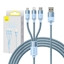 Picture of Baseus 3in1 USB cable Baseus StarSpeed Series, USB-C + Micro + Lightning 3,5A, 1.2m (Blue)