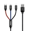 Изображение Kabel USB Baseus USB-A - USB-C + microUSB + Lightning 0.3 m Niebieski (CAMLT-ASY01)