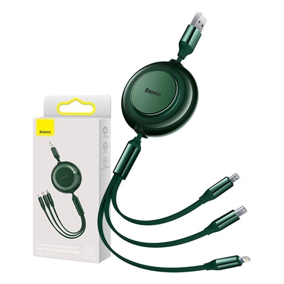 Изображение Baseus Baseus Bright Mirror 2, USB 3-in-1 cable for micro USB / USB-C / Lightning 3.5A 1.1m (Green)