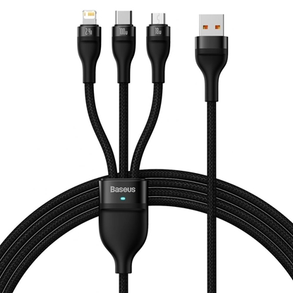 Изображение Baseus Baseus Flash Series II cable USB - USB Type C / Lightning / micro USB 100 W 1.2 m black (CASS030001)