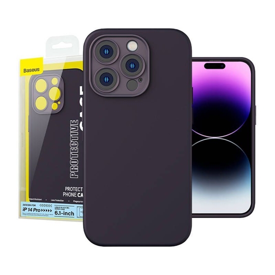 Изображение Baseus Baseus Liquid Silica Gel Case for iPhone 14 Pro (Elderberry)+ tempered glass + cleaning kit