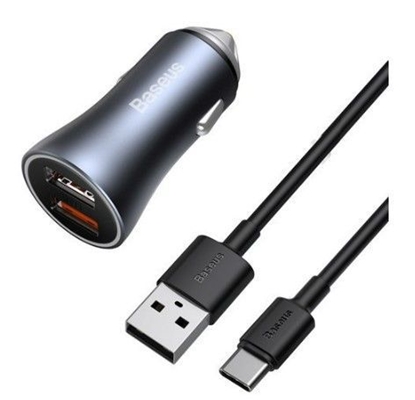 Attēls no Baseus Contactor Pro fast car charger 2x USB 40 W Quick Charge SCP FCP AFC + USB cable - USB Type C Grey