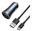 Изображение Baseus Contactor Pro fast car charger 2x USB 40 W Quick Charge SCP FCP AFC + USB cable - USB Type C Grey