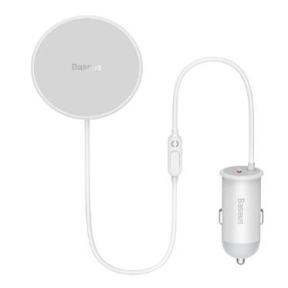 Attēls no Baseus Wireless car charger with MagSafe 15W holder for air vent + USB Type C 25W White