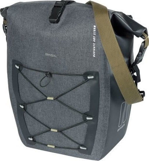 Picture of Basil Sakwa pojedyncza NAVIGATOR STORM SINGLE PANNIER BAG L 25-31 L, Hook On System, wodoodporna, grey black (NEW 2024)