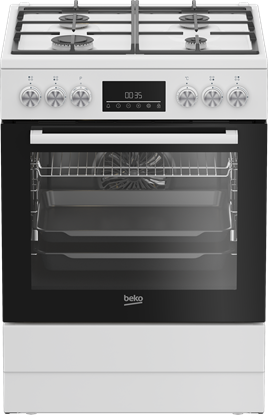 Attēls no BEKO Cooker | FBM62330GWDTN | Hob type Gas | Oven type Electric | White | Width 60 cm | Grilling | LED | Depth 60 cm | 72 L