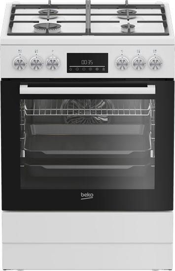 Picture of BEKO Cooker | FBM62330GWDTN | Hob type Gas | Oven type Electric | White | Width 60 cm | Grilling | LED | Depth 60 cm | 72 L