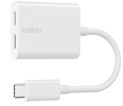 Изображение Belkin RockStar USB-C Audio- and Charge Adapter, white F7U081btWH