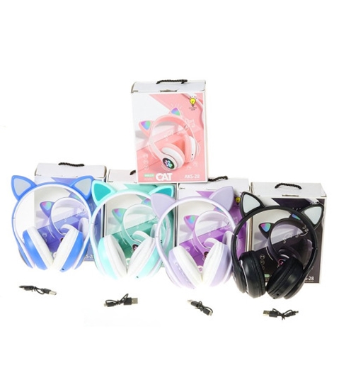 Picture of Bērnu bezvadu austiņas, ar gaismu, ar ausīm, Bluetooth, USB kabelis dažādas 556133