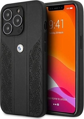 Attēls no BMW Etui BMHCP13LRSPPK Apple iPhone 13 Pro czarny/black hardcase Leather Curve Perforate