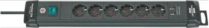 Attēls no Brennenstuhl Listwa zasilajca przeduacz z USB Premium, 6 gniazd, 3m H05VV-F3G1,5