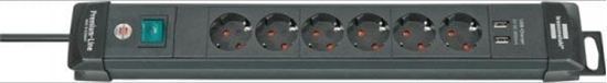 Изображение Brennenstuhl Listwa zasilajca przeduacz z USB Premium, 6 gniazd, 3m H05VV-F3G1,5
