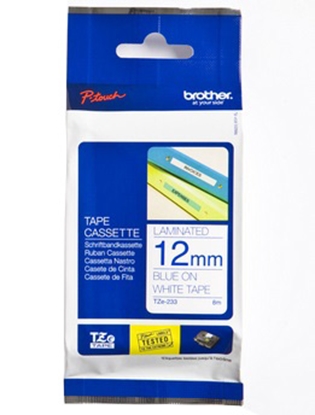 Attēls no Brother labelling tape TZE-233 blue on white 12 mm