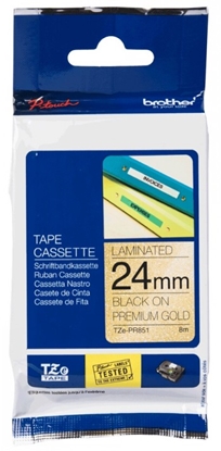 Picture of Brother TZe-PR851 label-making tape Black on gold