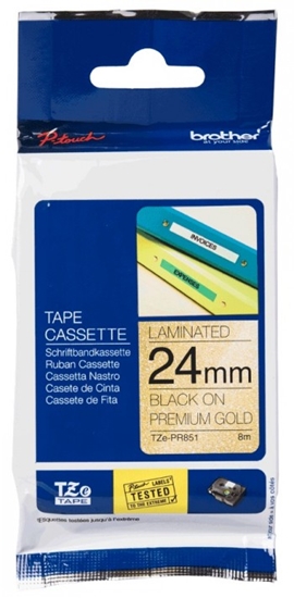 Picture of Brother TZe-PR851 label-making tape Black on gold