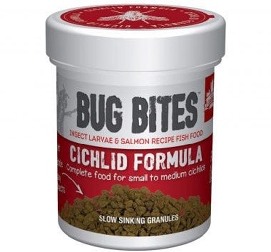 Изображение Bug Bites Cichlids Formula, pokarm dla pielgnic, S/M, granulat, 45g