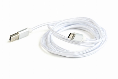 Picture of Kabel Micro USB oplot tekstylny/1.8m/srebrny 
