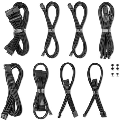 Изображение CableMod C-Series Pro ModMesh Sleeved 12V-2x6 12VHPWR Dual StealthSense Cable Kit for Corsair RMi, RMx (Black Label) - schwarz