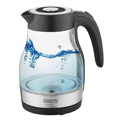 Attēls no Camry | Kettle | CR 1300 | Electric | 2200 W | 1.7 L | Glass | 360° rotational base | Black