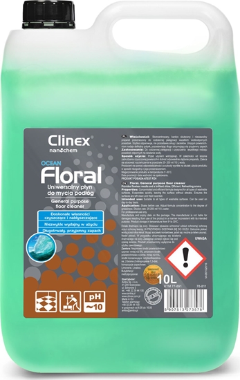 Picture of Clinex Pyn do mycia podóg bez smug poysk zapach CLINEX Floral - Ocean 10L Pyn do mycia podóg bez smug poysk zapach CLINEX Floral - Ocean 10L