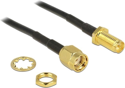Изображение Delock Antenna Cable RP-SMA Plug > RP-SMA Jack Bulkhead 200 mm