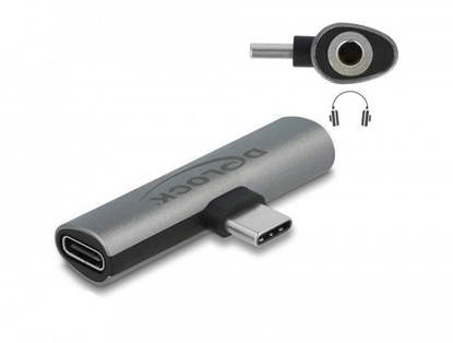 Picture of Delock Audio Adapter USB Type-C™ to Stereo Jack female and USB Type-C™ PD grey
