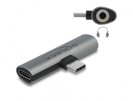 Picture of Delock Audio Adapter USB Type-C™ to Stereo Jack female and USB Type-C™ PD grey